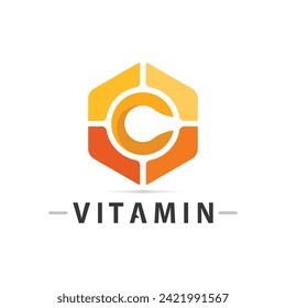 Vitamin-C-Logo Vektordesign Vektorsymbol Gesundheitsernährung