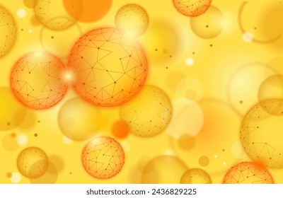  Vitamin C low poly sphere bright orange color. Health supplement skin care anti-aging cosmetics ad complex flu treatment. Medicine science banner template vector illustration