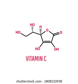 Molécula de vitamina C sobre fondo blanco. Ilustración del vector