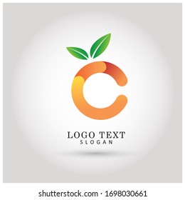 Vitamin C & Orange Logo. Symbol & Icon Vector Template.