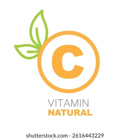 Vitamin C orange and structure. Pill vitamins complex - icon, vector.