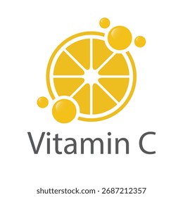 Vitamina C laranja e estrutura. Complexo de vitaminas do comprimido - ícone, vetor.