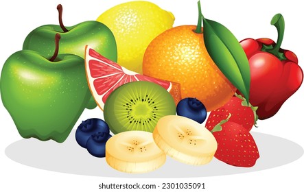 Vitamin C and other fruits design eps vector