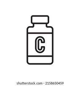 Vitamin C Outline Icon Vector Illustration