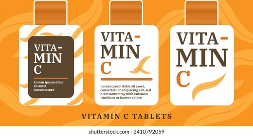 Vitamin C pills packaging design - vitamin c tablets vector banner