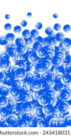 Cápsulas redondas de vitamina C dispersadas al azar.  Tratamiento de belleza y nutrición cuidado de la piel.   Formación médica y científica.  Concepto de bienestar.