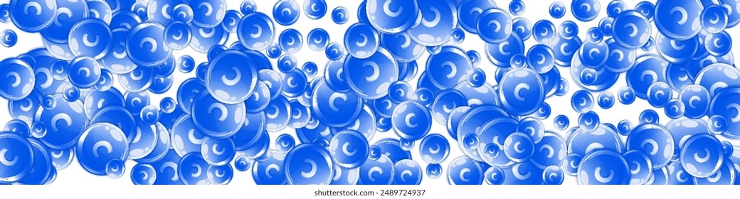 Vitamin C round capsules scattered randomly.  Beauty treatment and nutrition skin care.   Wellness concept. Essential vitamins vector illustration. 