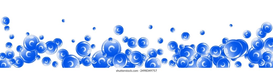 Vitamin C round capsules scattered randomly.  Beauty treatment and nutrition skin care.   Wellness concept. Medical and scientific background. 