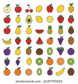 Vitamin C Serum jar with pipette and foods enriched with ascorbic acid. Fruits, berries and vegetables set. Natural antioxidant products. Isolated vector illustration, hand drawn, flat