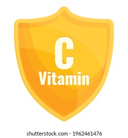 Vitamin c shield icon. Cartoon of Vitamin c shield vector icon for web design isolated on white background