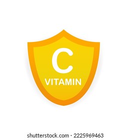 Vitamin c shield icon for web design. Vector illustration
