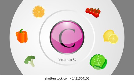 Vitamin C sources vector illustration
