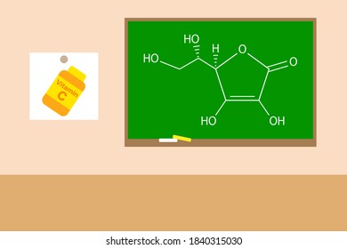 Vitamin C Structural Formula. Vector illustration.