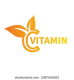 Vitamin c text and lettering logo. Colorful vector icon.