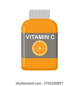 Vitamin C vector illustration Healthy eating and diet Different food rich of vitamin C Dietetic organic nutrition Food supplement and health care concept Source of vitamin C fruits and vegetables