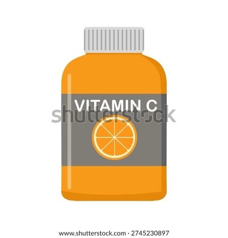 Vitamin C vector illustration Healthy eating and diet Different food rich of vitamin C Dietetic organic nutrition Food supplement and health care concept Source of vitamin C fruits and vegetables