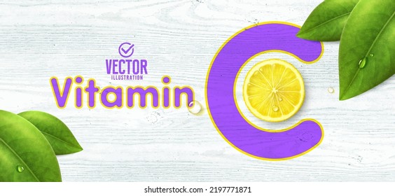 Vitamin C. Vector realistic illustration.