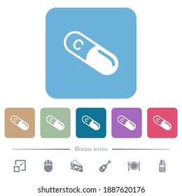 Vitamin C white flat icons on color rounded square backgrounds. 6 bonus icons included