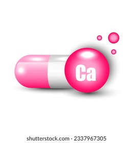 Vitamin Ca capsule. Science medic concept. Vector illustration. EPS 10.