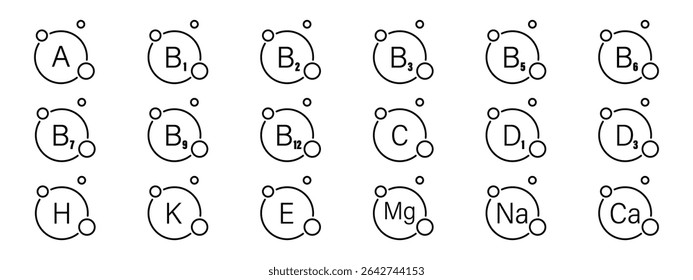 Vitamin capsule icon set. Health care. Nutrition skin care. Beauty and health concept. Vector illustration