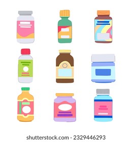 vitamin capsule set cartoon. pill health, nutrition care, food medicine vitamin capsule sign. isolated symbol vector illustration