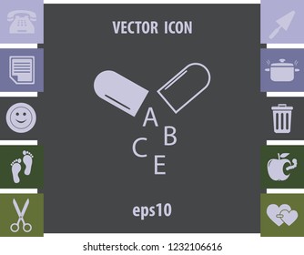 Vitamin in capsule, vector sign
