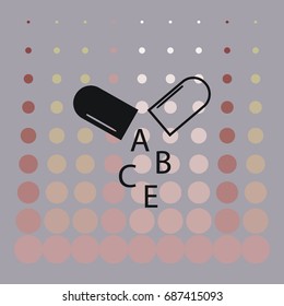 Vitamin in capsule, vector sign
