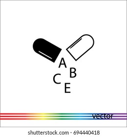 Vitamin in capsule, vector sign