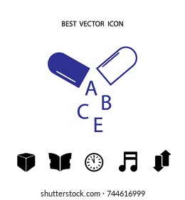 Vitamin in capsule, vector sign