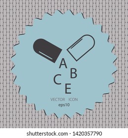 Vitamin in capsule, vector sign, web design element