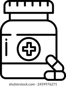 Vitamin capsules outline icon vector illustration