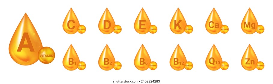 Vitamin capsules Set. Vitamin complex icons. Vector illustration.