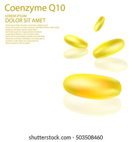 Vitamin, Coenzyme Q10 on white, Vector illustration