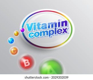 Vitamin complex label logo inspiration for healthy life.