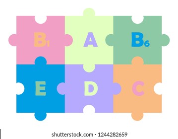 Vitamin complex. Puzzle concept.