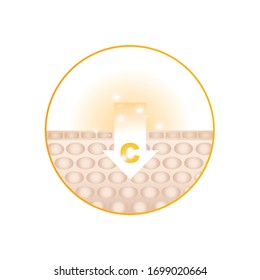 Vitamin C.Skincare sign for cosmetics packaging.