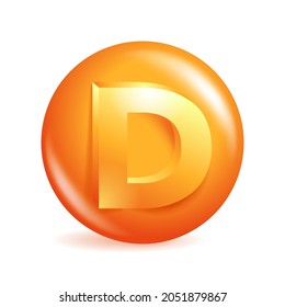 Vitamin D 3D icon. Healthy nutrition supplements that play main roles in metabolism