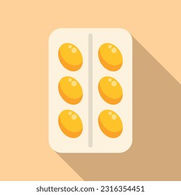 Vitamin D blister icon flat vector. Health sun. Supplement pill