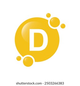 Vitamin D complex with drop bubbles - icon, vector.