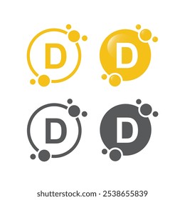 Vitamin D complex with drop bubbles - icon, vector.