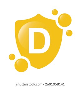 Vitamin D complex with drop bubbles - icon, vector.