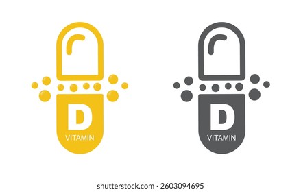 Vitamin D complex with drop bubbles - icon, vector.