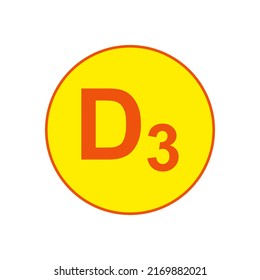 Vitamin D D3 and sun. Simple minimal logo and icon design. Isolated abstract vector illustration on white background. Flat style.