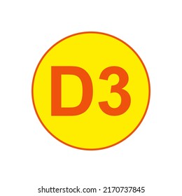 Vitamina D3 y sol. Sencillo diseño mínimo de iconos y logotipo. Ilustración vectorial abstracta aislada sobre fondo blanco. Estilo plano.