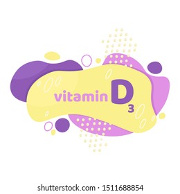 Vitamin D, D3 vector. 2 November - Vitamin D day. Vector illustration  in trendy colours: purple, orange, blue. Liquid vector colorful abstact shapes.  Health.