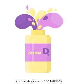 Vitamin D, D3 vector. 2 November - Vitamin D day. Vector illustration in trendy colours: purple, orange, blue. Liquid vector colorful abstact shapes.  Health.