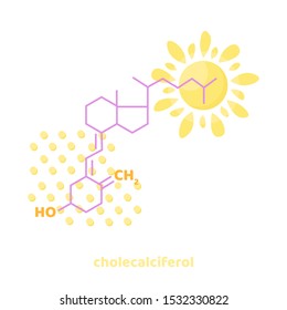 Vitamin D, D3 vector. 2 November - Vitamin D day. Vector illustration with chemical formula.