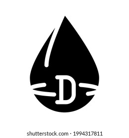 vitamin d drop glyph icon vector. vitamin d drop sign. isolated contour symbol black illustration