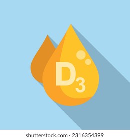 Vitamin D drop icon flat vector. Diet skin. Human healthy
