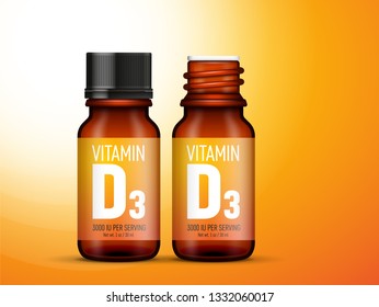 Vitamin D Dropper Bottle With Bright Sunlight